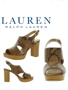 NIB Lauren Ralph Lauren Feona Leather Platform Sandals Shoes